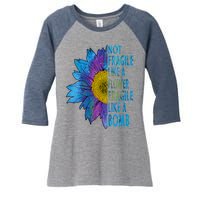 Feminist Sunflower, Not Fragile Like A Flower Fragile Like A Bomb Women's Tri-Blend 3/4-Sleeve Raglan Shirt