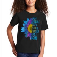 Feminist Sunflower, Not Fragile Like A Flower Fragile Like A Bomb Kids T-Shirt