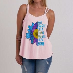 Feminist Sunflower, Not Fragile Like A Flower Fragile Like A Bomb Women's Strappy Tank