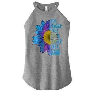 Feminist Sunflower, Not Fragile Like A Flower Fragile Like A Bomb Women's Perfect Tri Rocker Tank