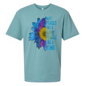 Feminist Sunflower, Not Fragile Like A Flower Fragile Like A Bomb Sueded Cloud Jersey T-Shirt