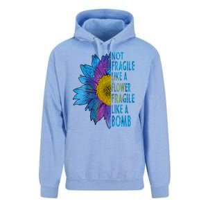 Feminist Sunflower, Not Fragile Like A Flower Fragile Like A Bomb Unisex Surf Hoodie