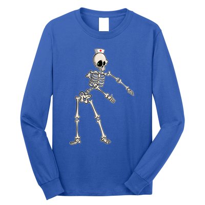 Flossing Skeleton Nurse Halloween Gift Long Sleeve Shirt