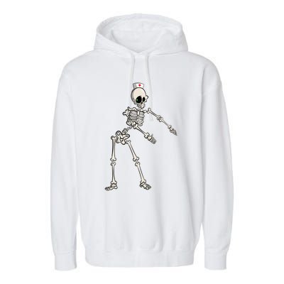 Flossing Skeleton Nurse Halloween Gift Garment-Dyed Fleece Hoodie