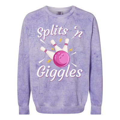 Funny Splits 'n Giggles Bowling Team Bowler Sports Player Colorblast Crewneck Sweatshirt