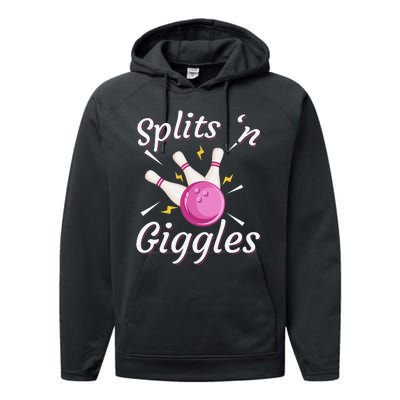 Funny Splits 'n Giggles Bowling Team Bowler Sports Player Performance Fleece Hoodie