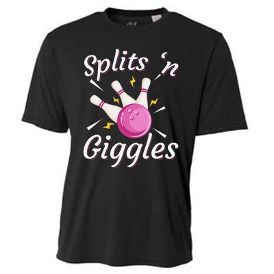 Funny Splits 'n Giggles Bowling Team Bowler Sports Player Cooling Performance Crew T-Shirt