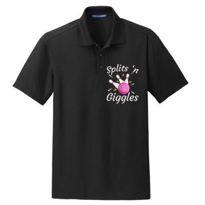 Funny Splits 'n Giggles Bowling Team Bowler Sports Player Dry Zone Grid Polo