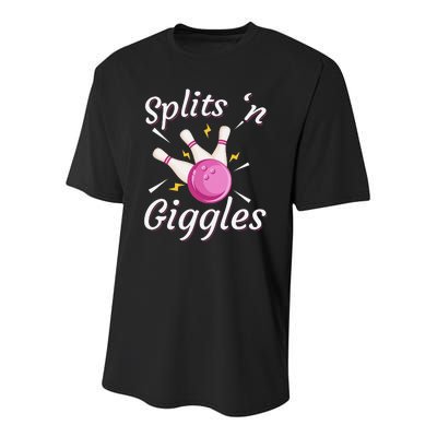 Funny Splits 'n Giggles Bowling Team Bowler Sports Player Youth Performance Sprint T-Shirt