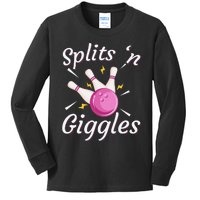 Funny Splits 'n Giggles Bowling Team Bowler Sports Player Kids Long Sleeve Shirt