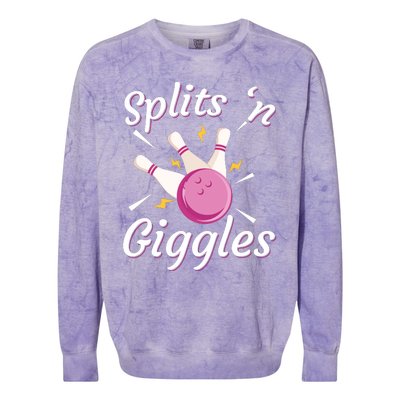 Funny Splits 'N Giggles Bowling Team Bowler Sports Player Colorblast Crewneck Sweatshirt