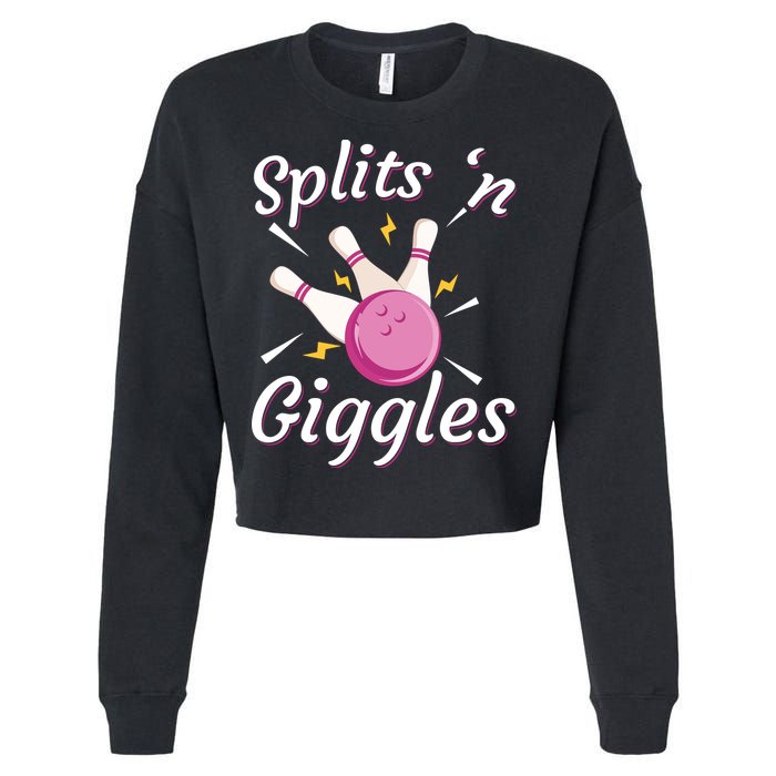 Funny Splits 'N Giggles Bowling Team Bowler Sports Player Cropped Pullover Crew