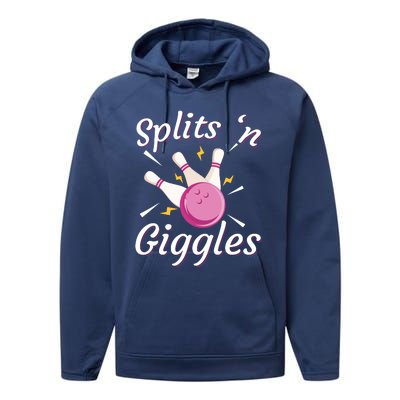 Funny Splits 'N Giggles Bowling Team Bowler Sports Player Performance Fleece Hoodie