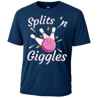 Funny Splits 'N Giggles Bowling Team Bowler Sports Player Cooling Performance Crew T-Shirt
