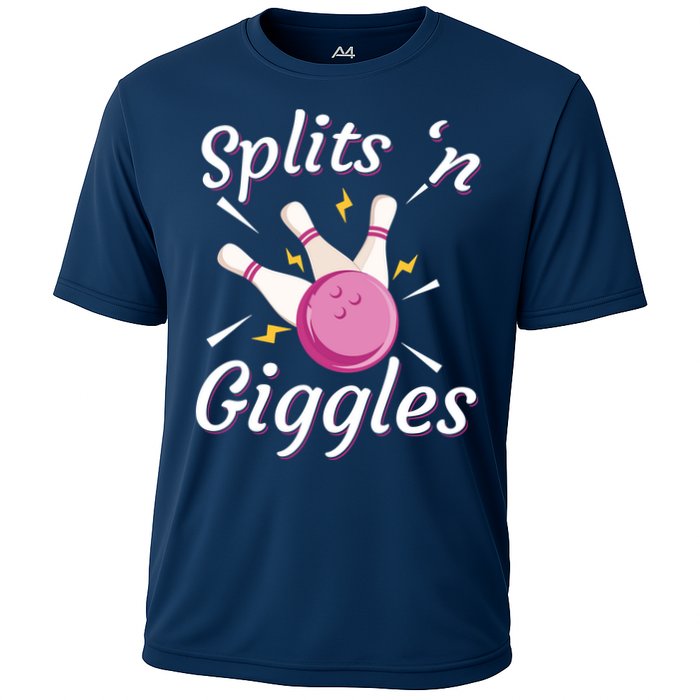 Funny Splits 'N Giggles Bowling Team Bowler Sports Player Cooling Performance Crew T-Shirt