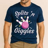 Funny Splits 'N Giggles Bowling Team Bowler Sports Player Cooling Performance Crew T-Shirt