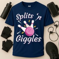 Funny Splits 'N Giggles Bowling Team Bowler Sports Player Cooling Performance Crew T-Shirt