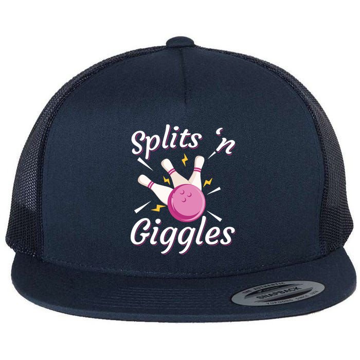 Funny Splits 'N Giggles Bowling Team Bowler Sports Player Flat Bill Trucker Hat