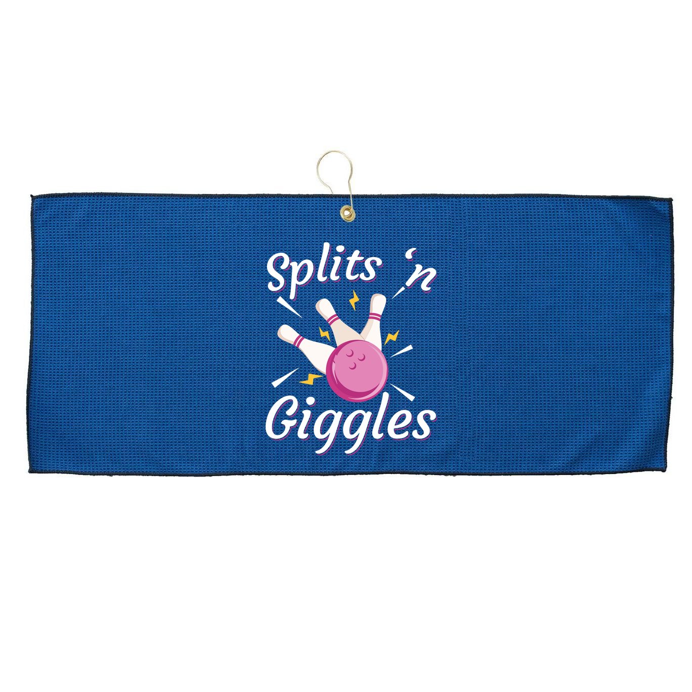 Funny Splits 'N Giggles Bowling Team Bowler Sports Player Large Microfiber Waffle Golf Towel