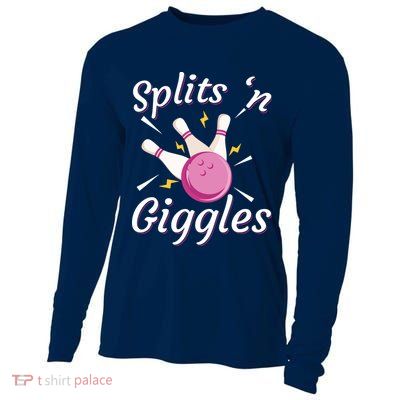 Funny Splits 'N Giggles Bowling Team Bowler Sports Player Cooling Performance Long Sleeve Crew