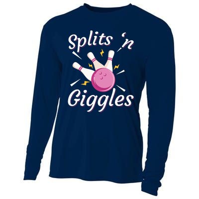 Funny Splits 'N Giggles Bowling Team Bowler Sports Player Cooling Performance Long Sleeve Crew