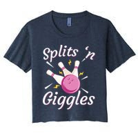 Funny Splits 'N Giggles Bowling Team Bowler Sports Player Women's Crop Top Tee