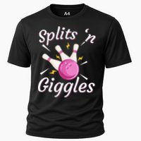 Funny Splits N Giggles Bowling Team Bowler Sports Player Cooling Performance Crew T-Shirt