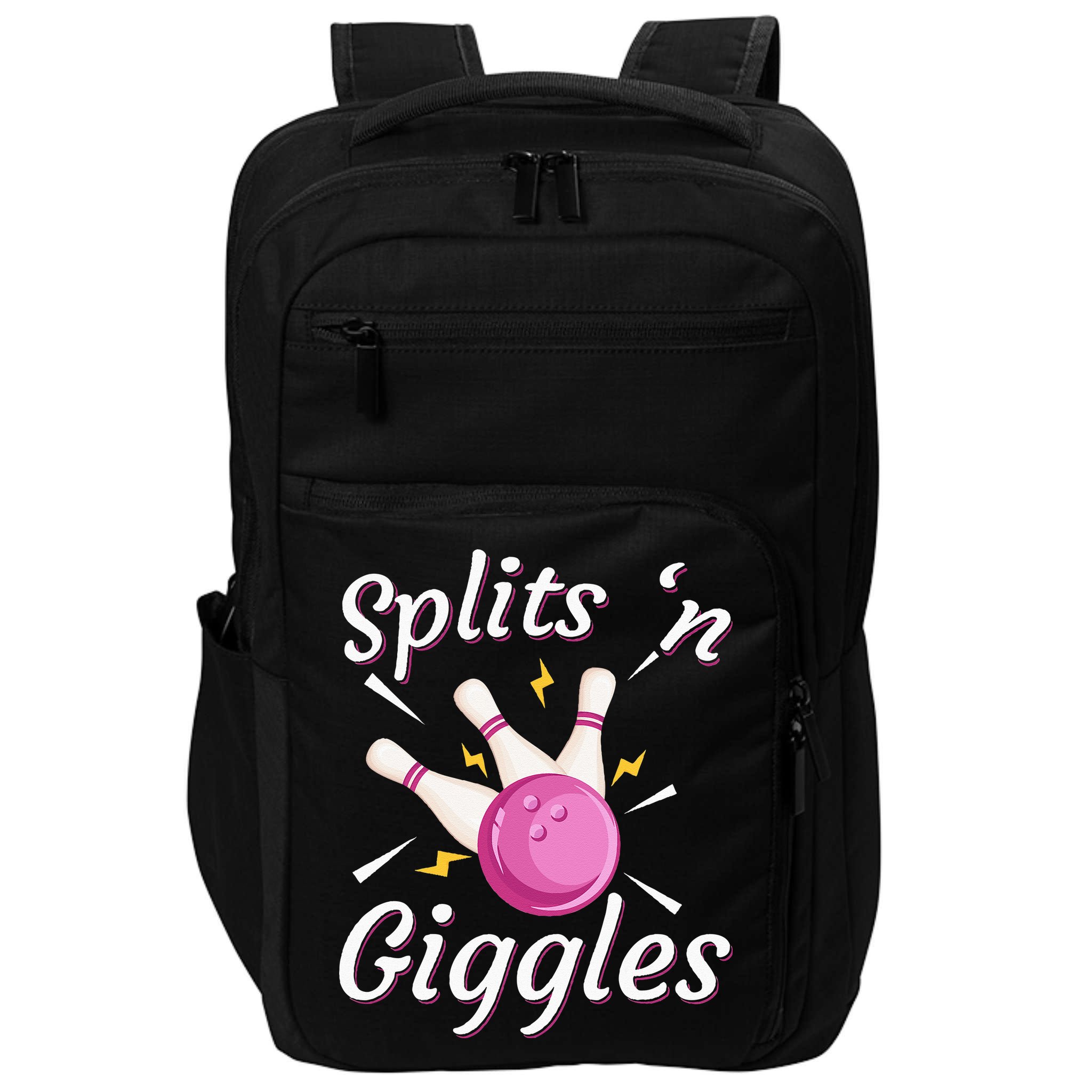 Funny Splits N Giggles Bowling Team Bowler Sports Player Impact Tech Backpack