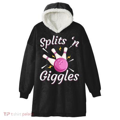 Funny Splits N Giggles Bowling Team Bowler Sports Player Hooded Wearable Blanket