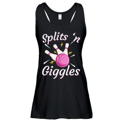 Funny Splits N Giggles Bowling Team Bowler Sports Player Ladies Essential Flowy Tank