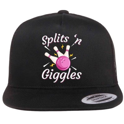 Funny Splits N Giggles Bowling Team Bowler Sports Player Flatbill Hat