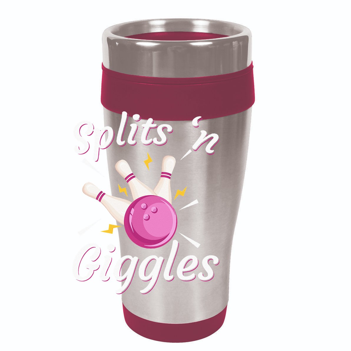 Funny Splits N Giggles Bowling Team Bowler Sports Player 12oz Stainless Steel Coffee Mug