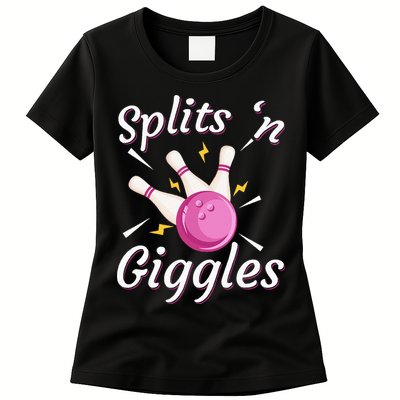 Funny Splits N Giggles Bowling Team Bowler Sports Player Womens T-Shirt