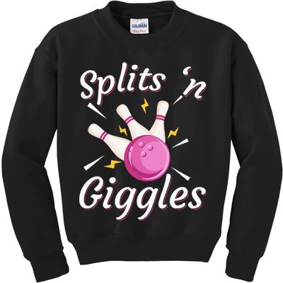 Funny Splits N Giggles Bowling Team Bowler Sports Player Kids Sweatshirt