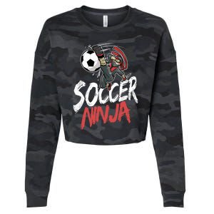 Funny Soccer Ninja Soccer Player Boy Football Lover Cropped Pullover Crew