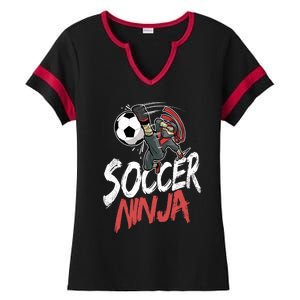 Funny Soccer Ninja Soccer Player Boy Football Lover Ladies Halftime Notch Neck Tee