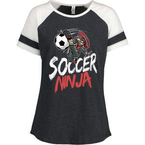 Funny Soccer Ninja Soccer Player Boy Football Lover Enza Ladies Jersey Colorblock Tee