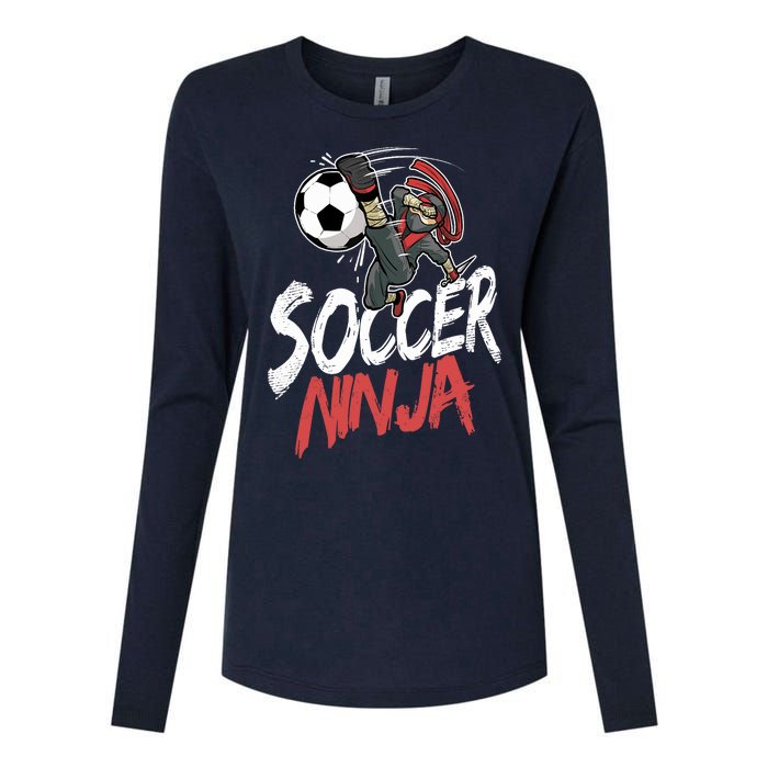 Funny Soccer Ninja Soccer Player Boy Football Lover Womens Cotton Relaxed Long Sleeve T-Shirt