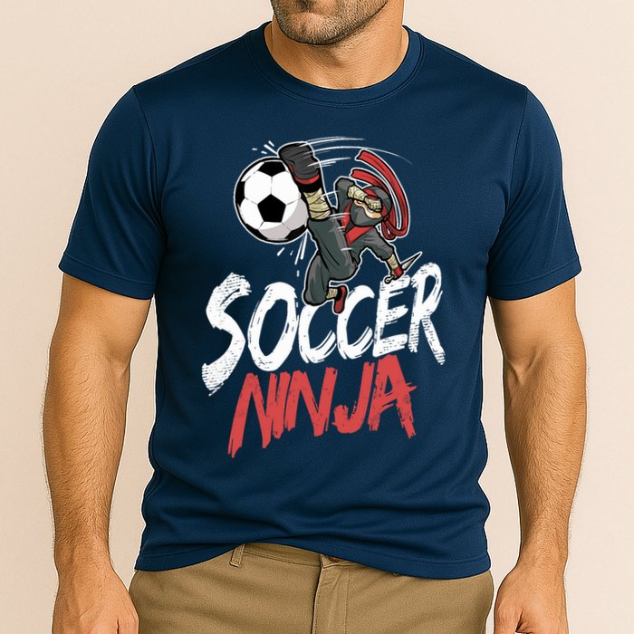 Funny Soccer Ninja Soccer Player Boy Football Lover Cooling Performance Crew T-Shirt