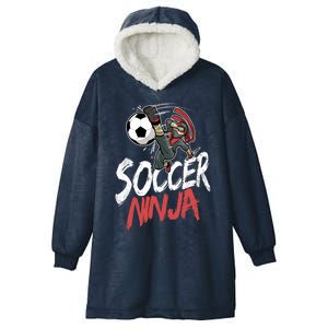 Funny Soccer Ninja Soccer Player Boy Football Lover Hooded Wearable Blanket