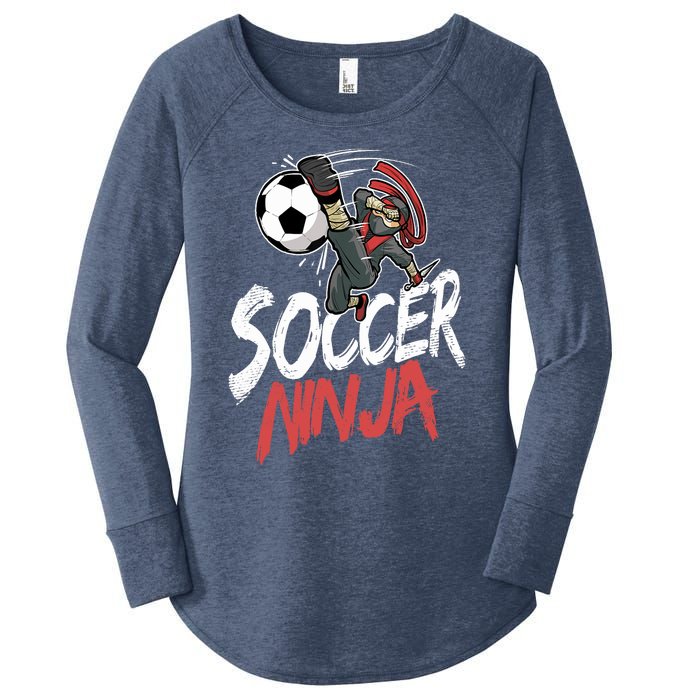 Funny Soccer Ninja Soccer Player Boy Football Lover Women's Perfect Tri Tunic Long Sleeve Shirt