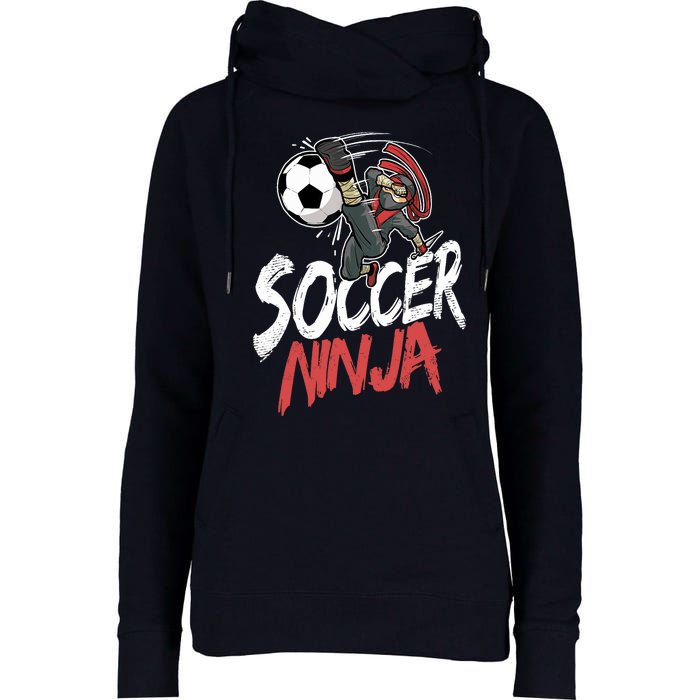 Funny Soccer Ninja Soccer Player Boy Football Lover Womens Funnel Neck Pullover Hood