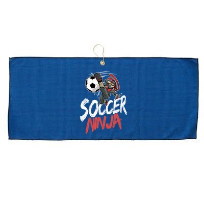 Funny Soccer Ninja Soccer Player Boy Football Lover Large Microfiber Waffle Golf Towel