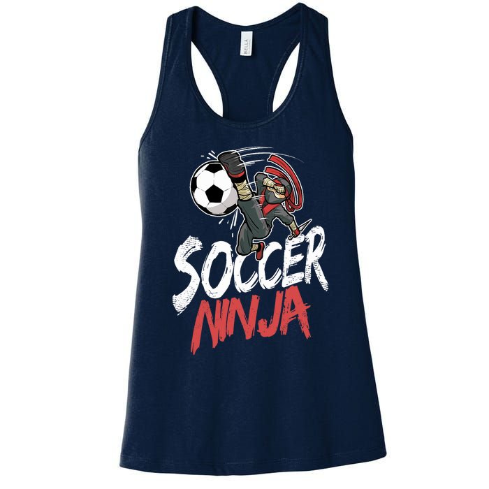 Funny Soccer Ninja Soccer Player Boy Football Lover Women's Racerback Tank