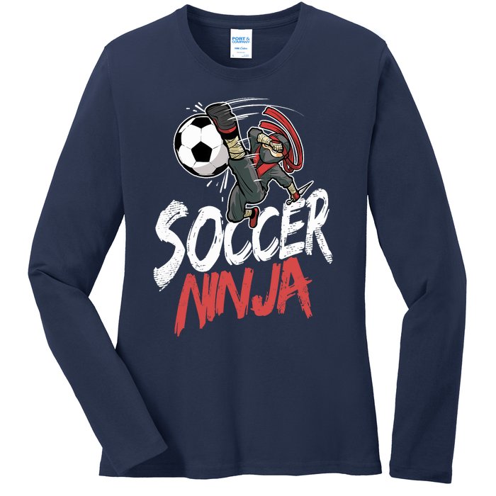 Funny Soccer Ninja Soccer Player Boy Football Lover Ladies Long Sleeve Shirt