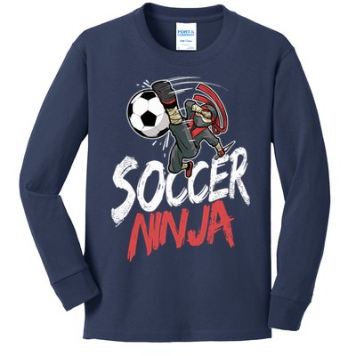 Funny Soccer Ninja Soccer Player Boy Football Lover Kids Long Sleeve Shirt