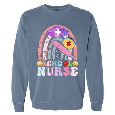 Funny School Nurse Graphic Tees Tops Back To School Garment-Dyed Sweatshirt