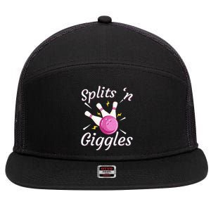 Funny Splits N Giggles Bowling Team Bowler Sports Player 7 Panel Mesh Trucker Snapback Hat