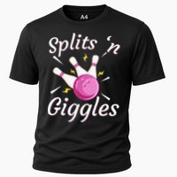 Funny Splits N Giggles Bowling Team Bowler Sports Player Cooling Performance Crew T-Shirt