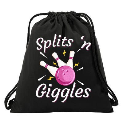 Funny Splits N Giggles Bowling Team Bowler Sports Player Drawstring Bag